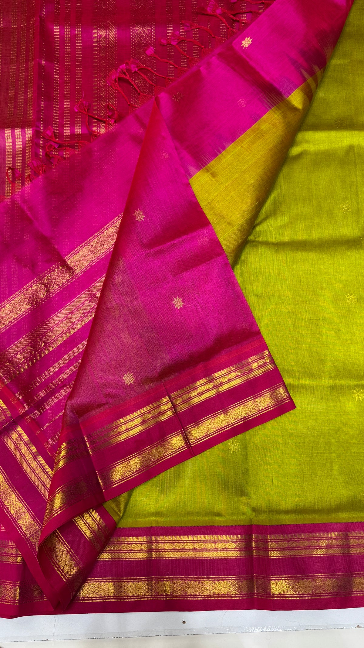 Butta Pure Silk Cotton Saree with Korvai Border