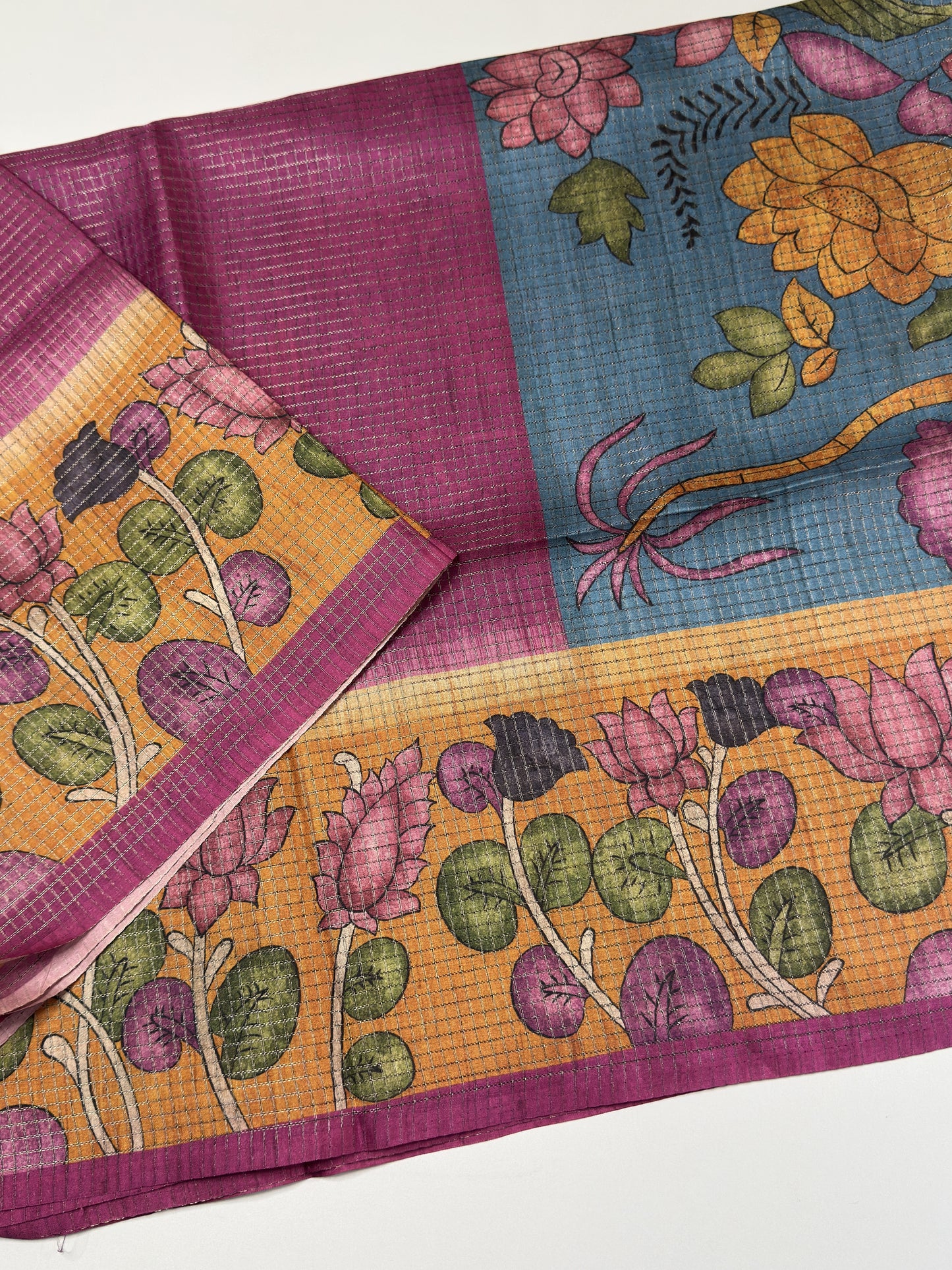 Semi Tussar Checks Saree