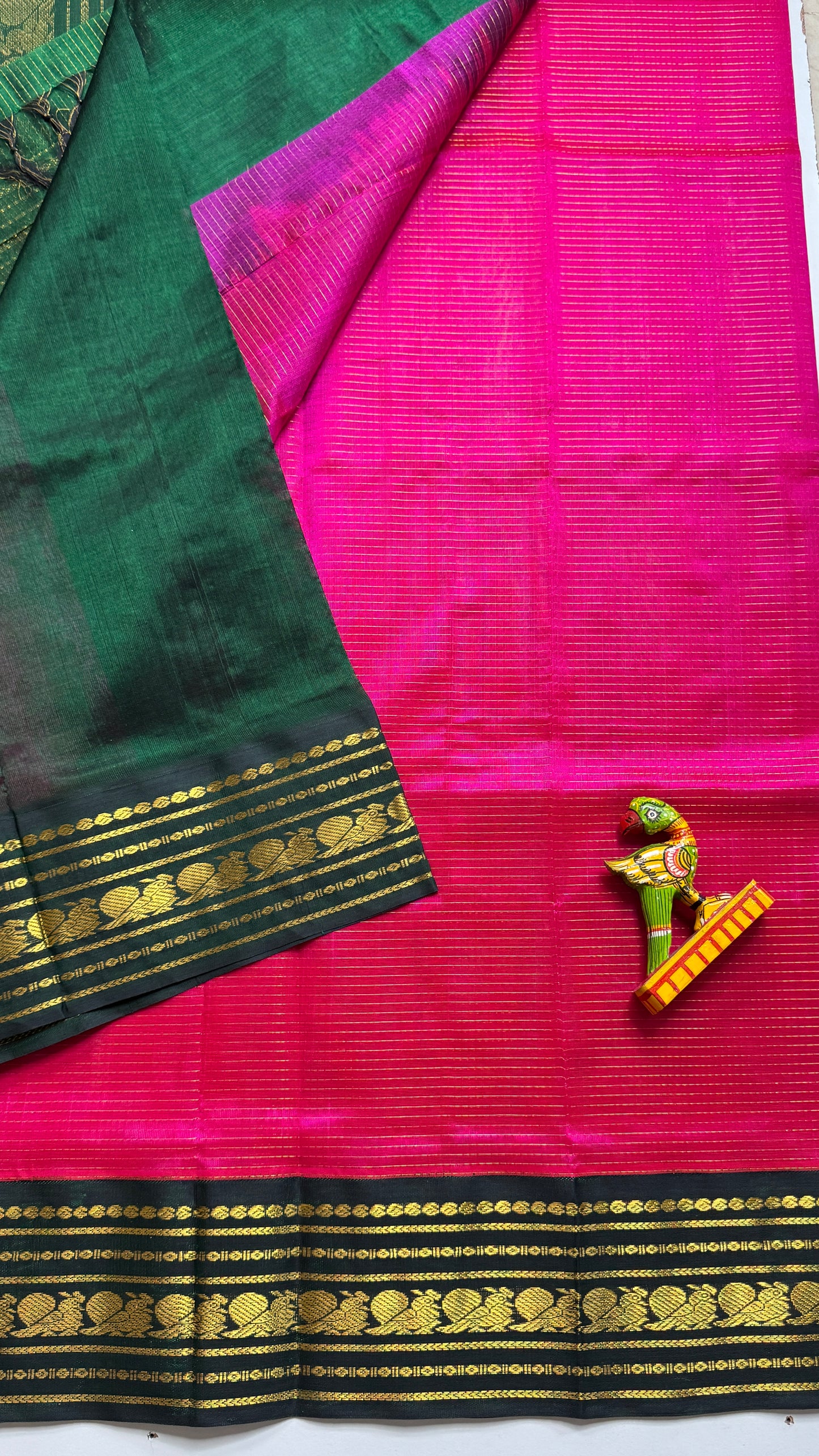 Vairoosi Pure Silk Cotton Saree with Korvai Border