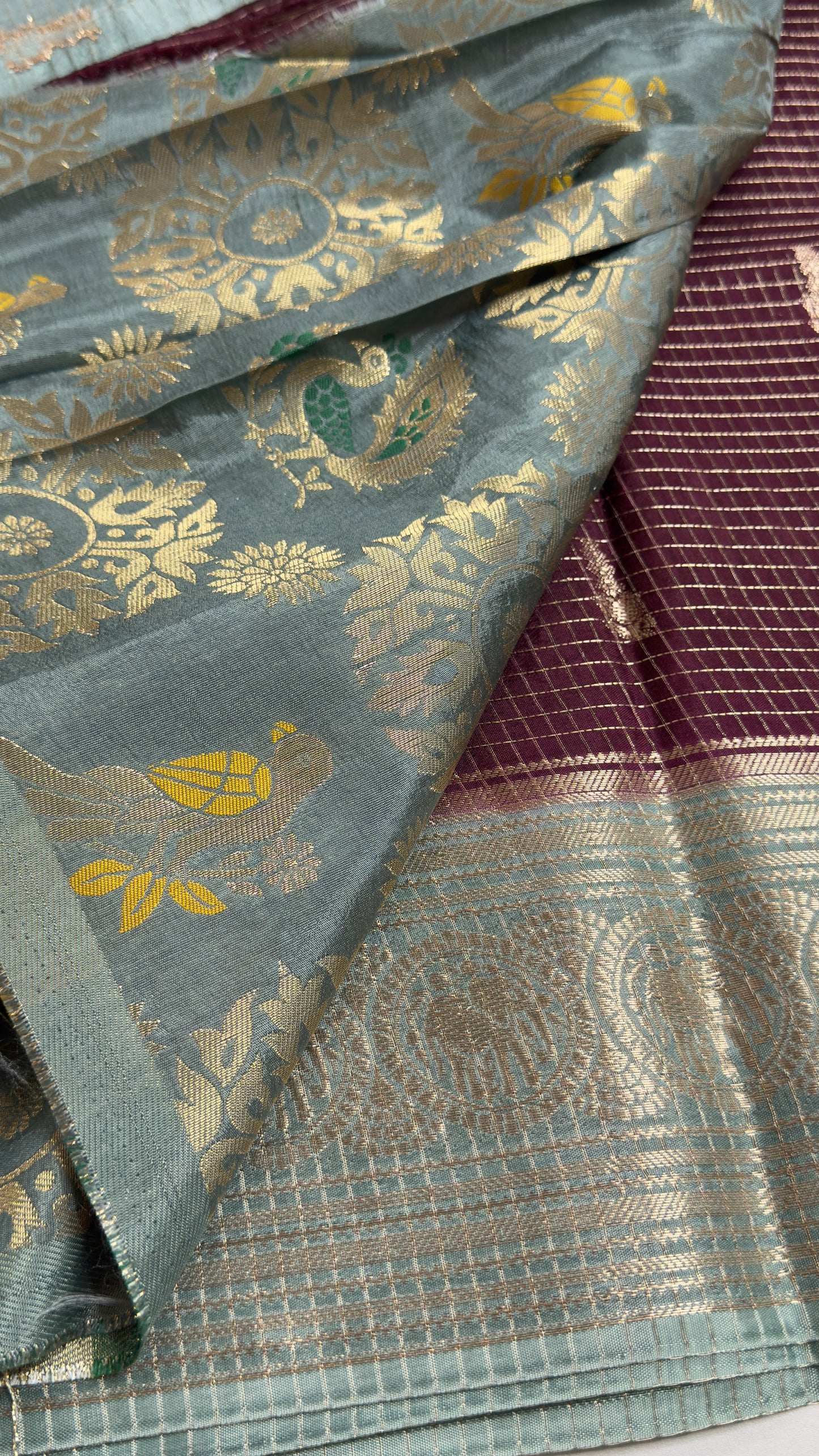 Vintage Style Semi Munga Crepe Saree