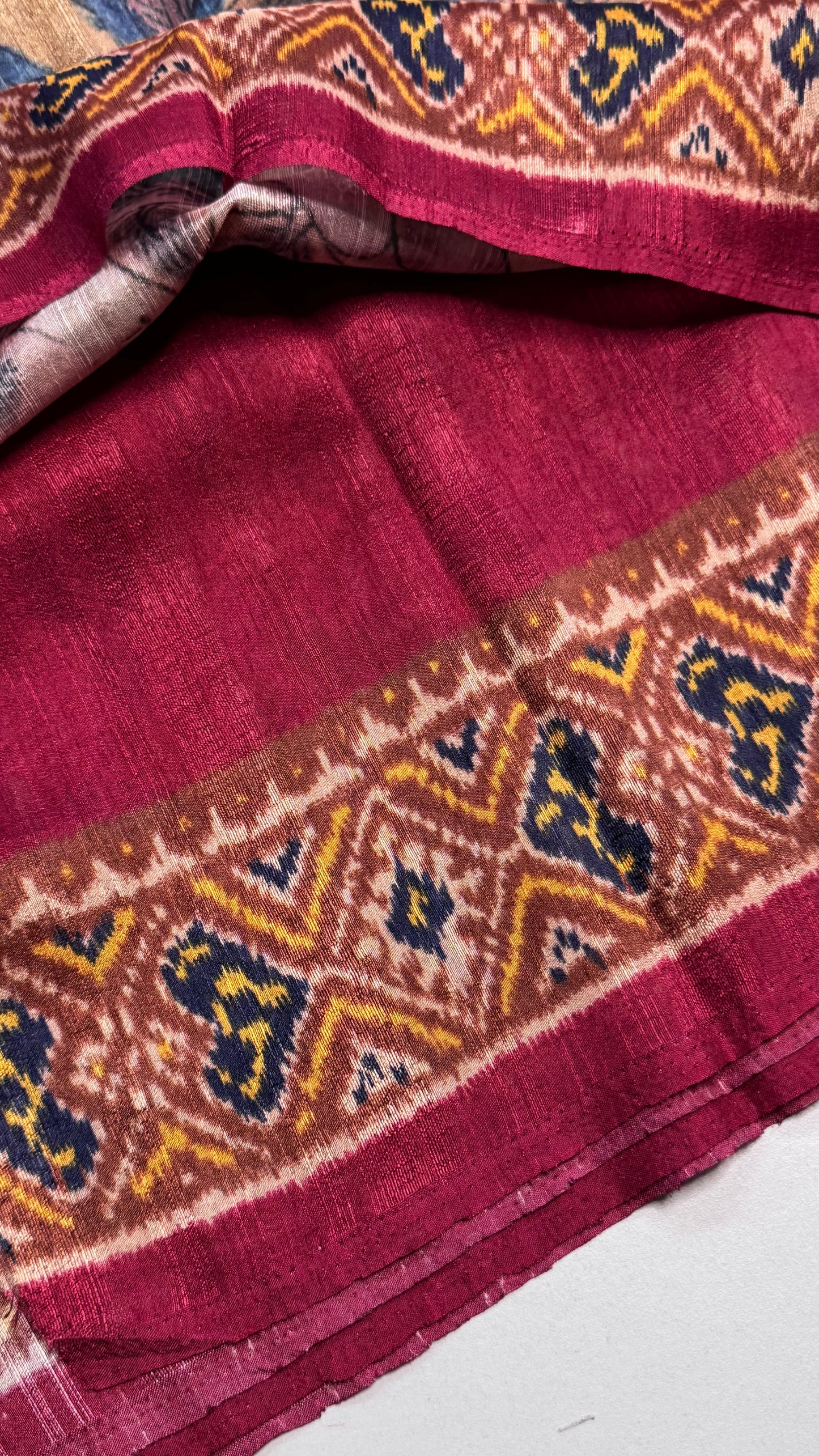 Kalamkari Printed Korean Tussar Saree