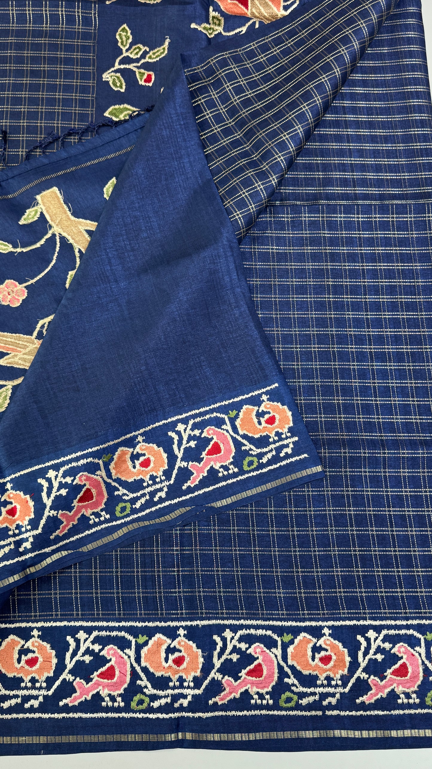 Semi Tussar With Petit Point Embroidery Border