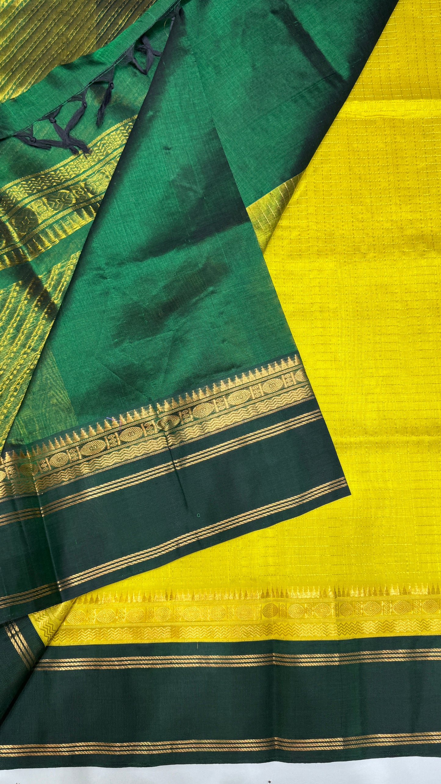 Zari Checks Pure Silk Cotton Saree with Korvai Border