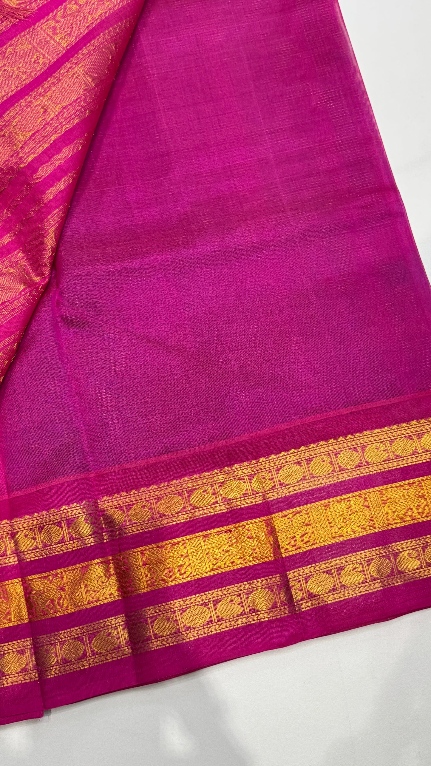 Pure Silk Cotton Saree with Korvai Borders