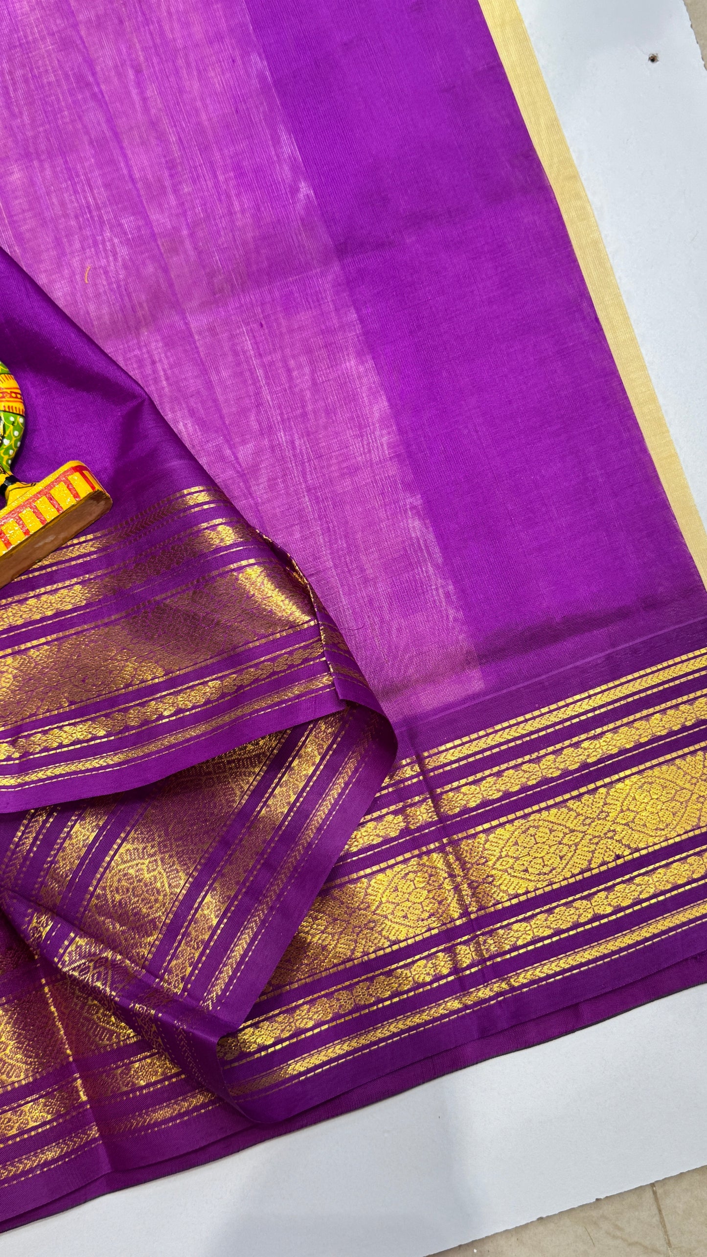 Pure Silk Cotton Saree with Korvai Borders