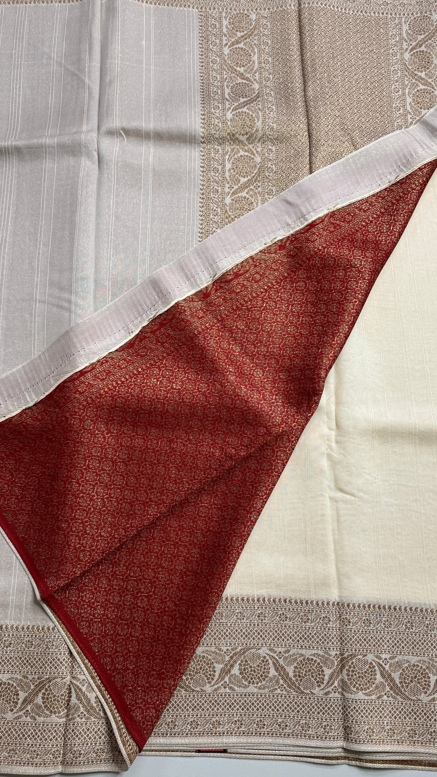 Semi Raw Silk Saree with Antique Zari Borders