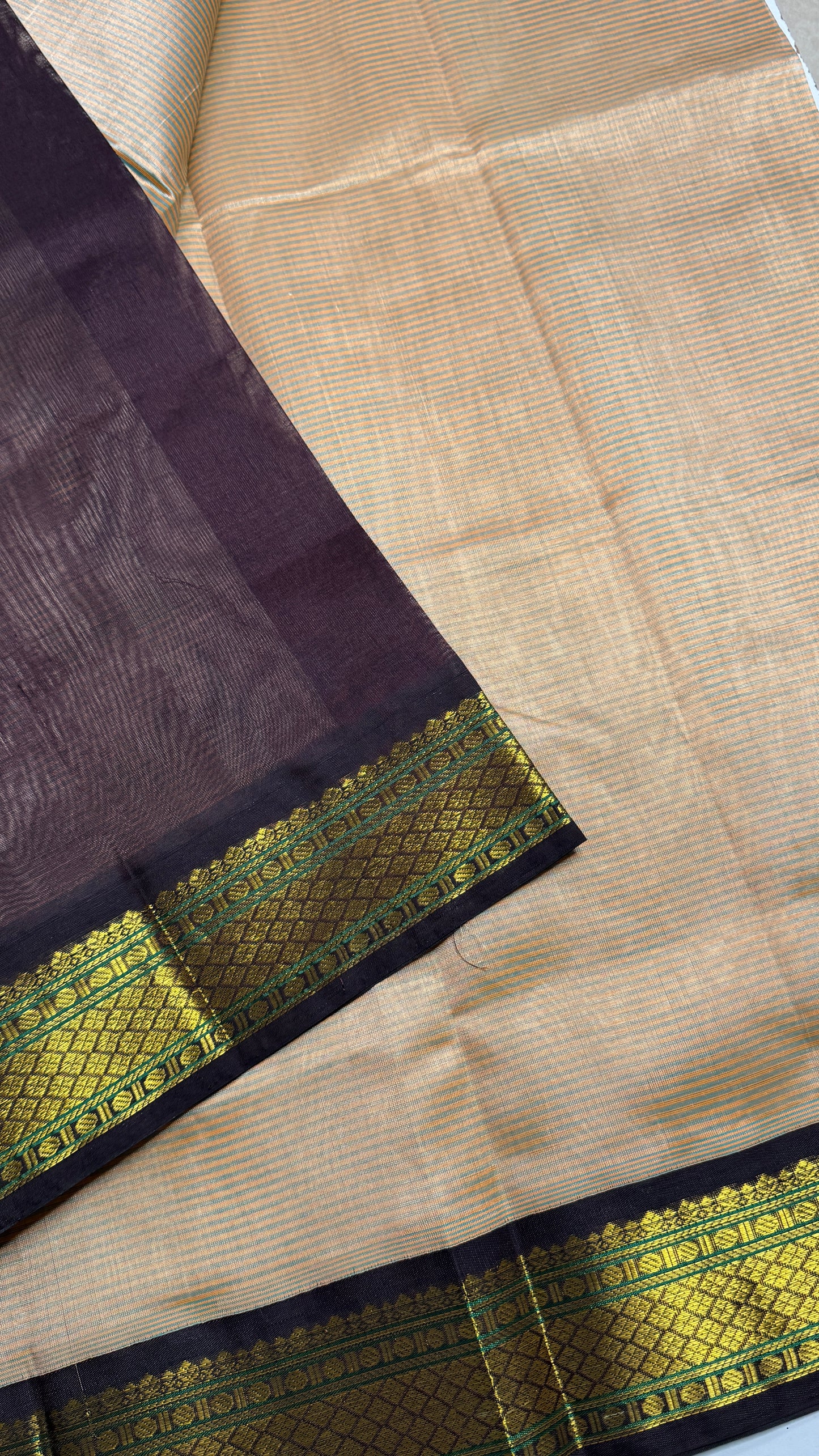 Pure Silk Cotton Saree with Korvai Border