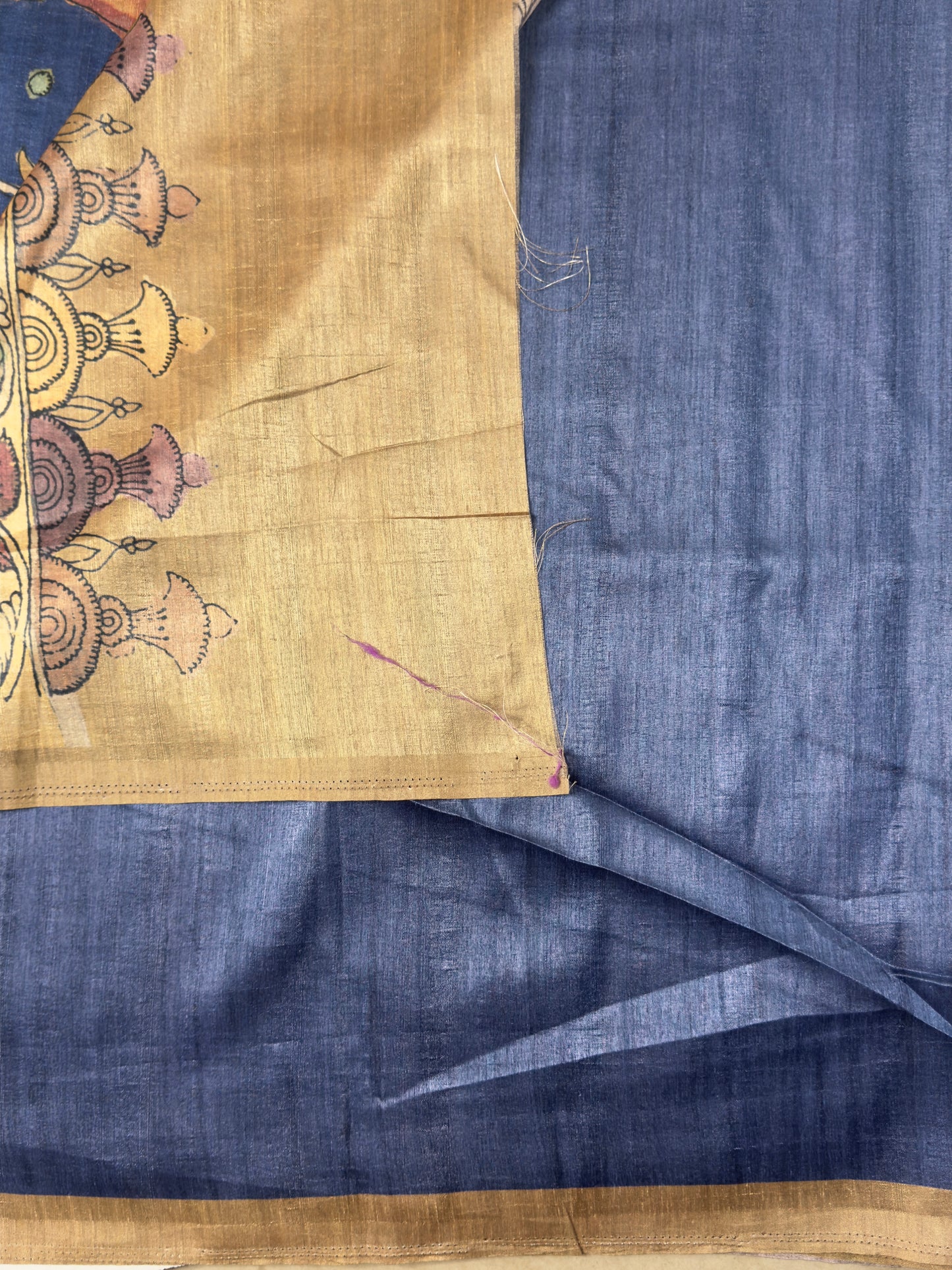 Semi Tussar Saree With Kalamkari Prints