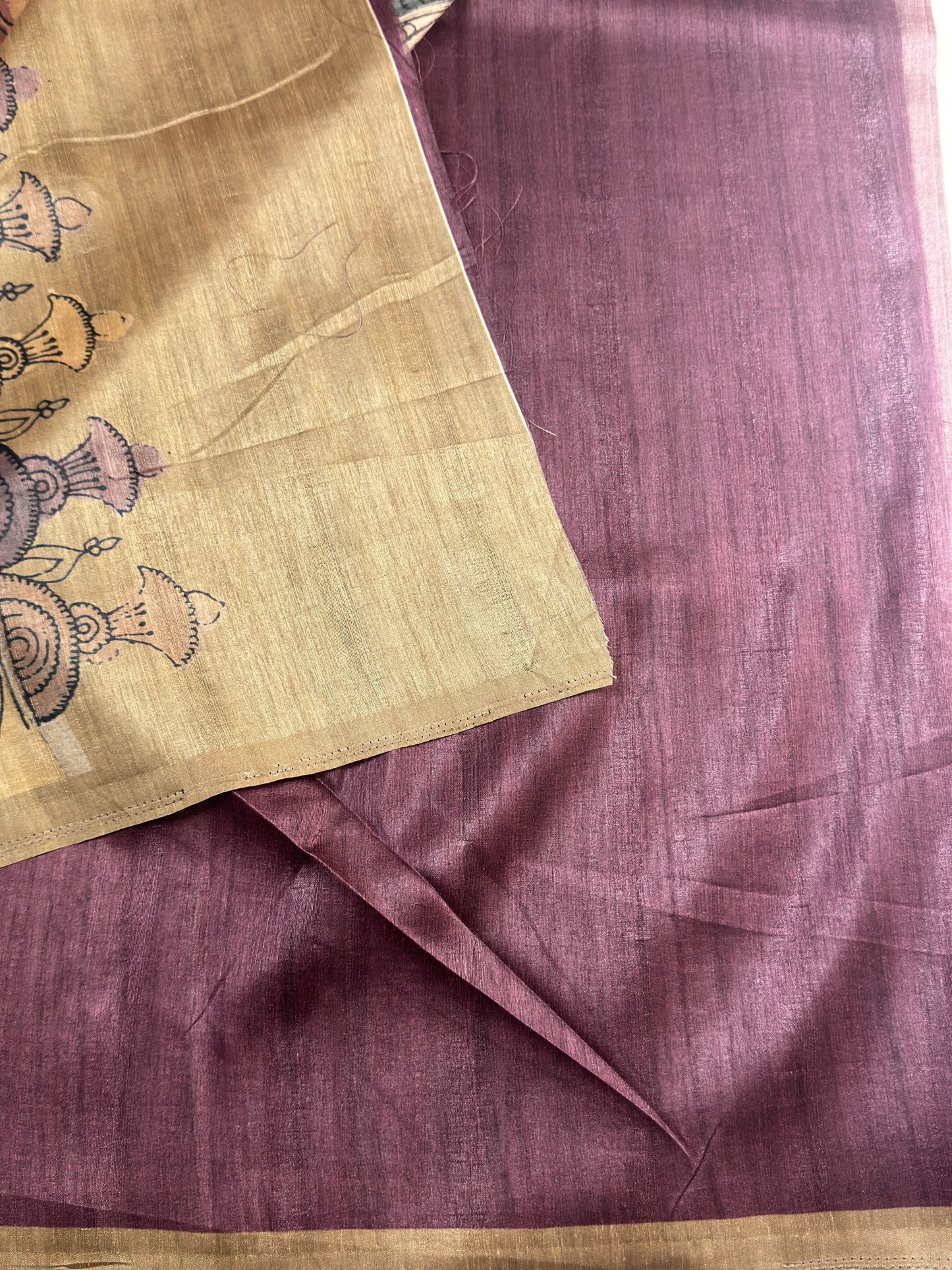 Semi Tussar Saree With Kalamkari Prints