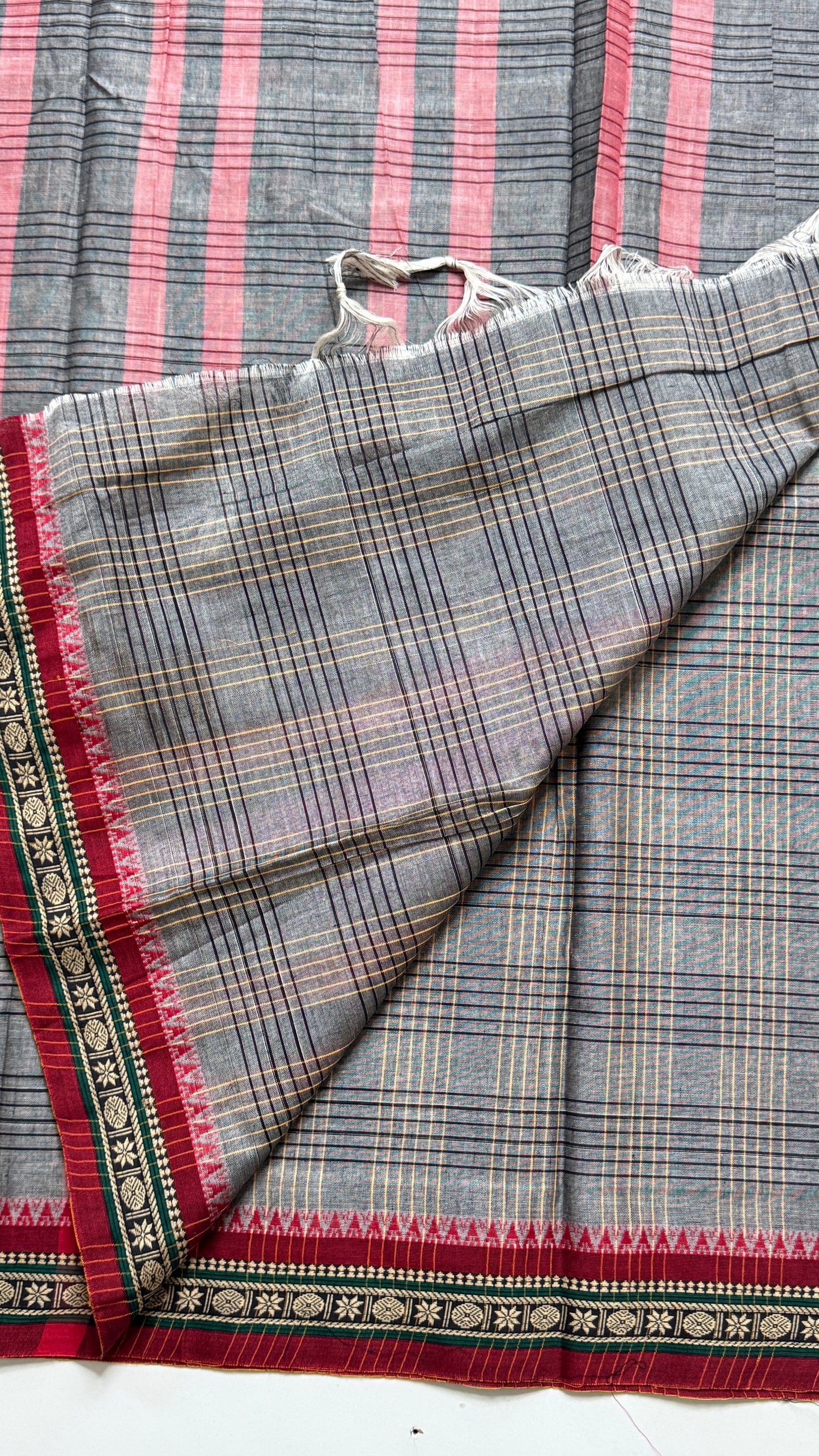 Mercerised Narayanpet Checkered Saree