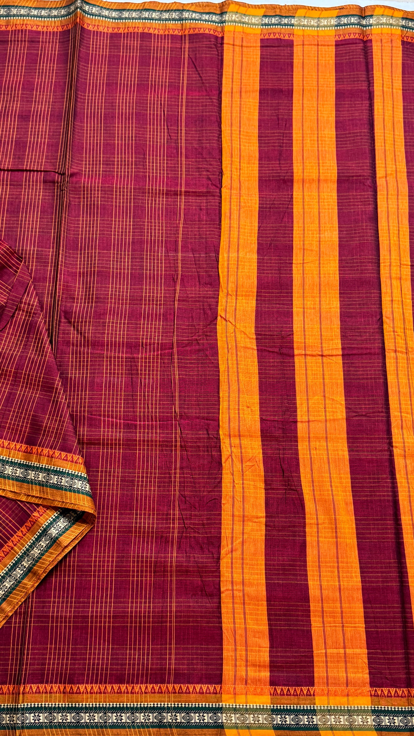Mercerised Narayanpet Checkered Saree