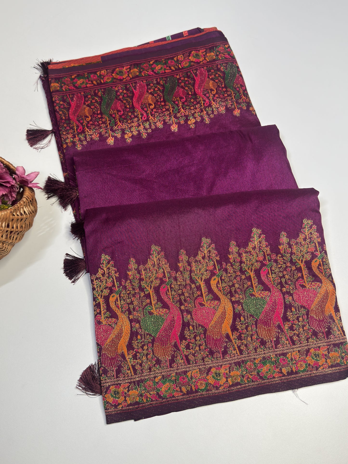 Semi Pashmina Silk Saree