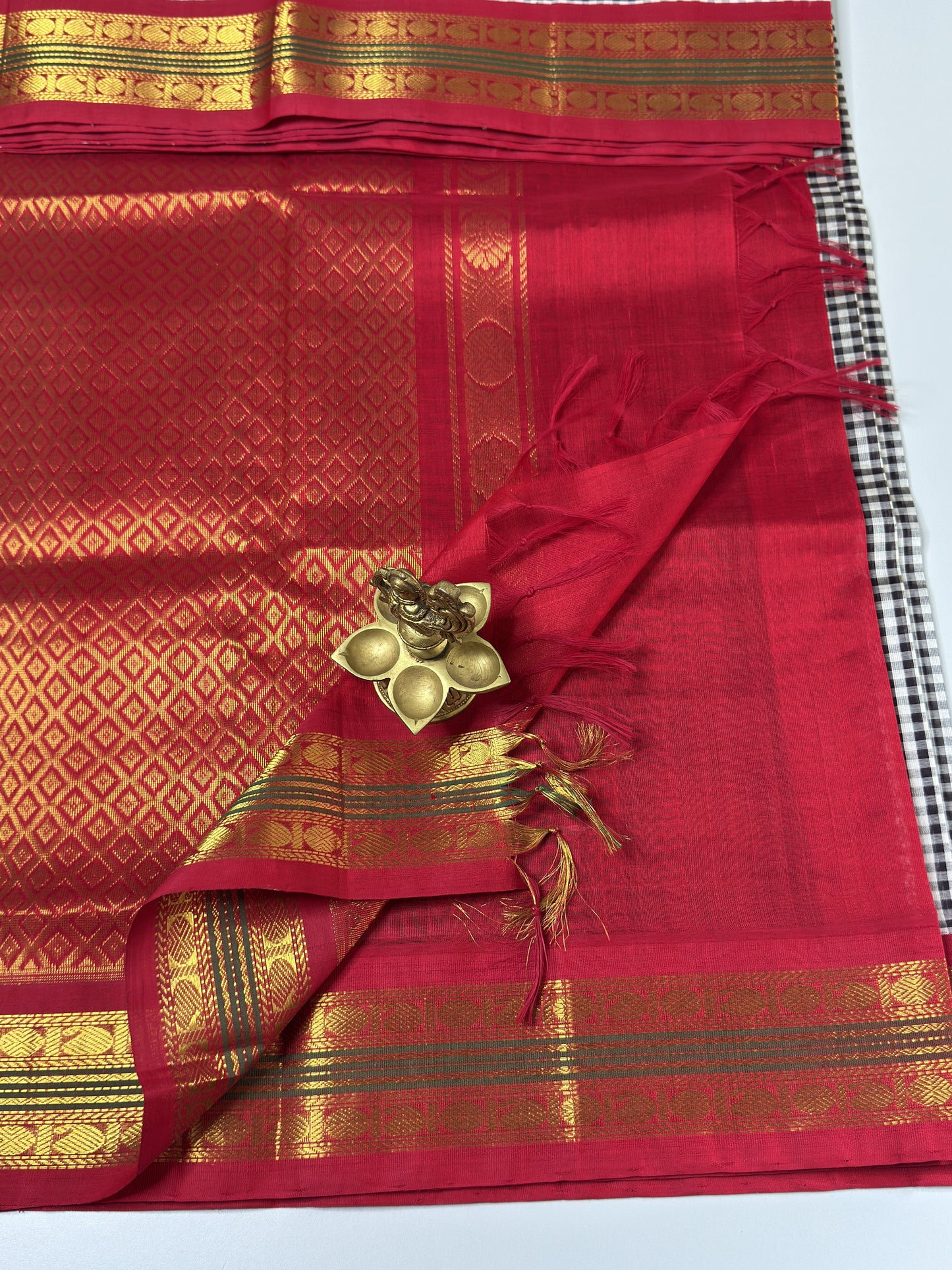 Podi Kattam Checks Silk Cotton Saree