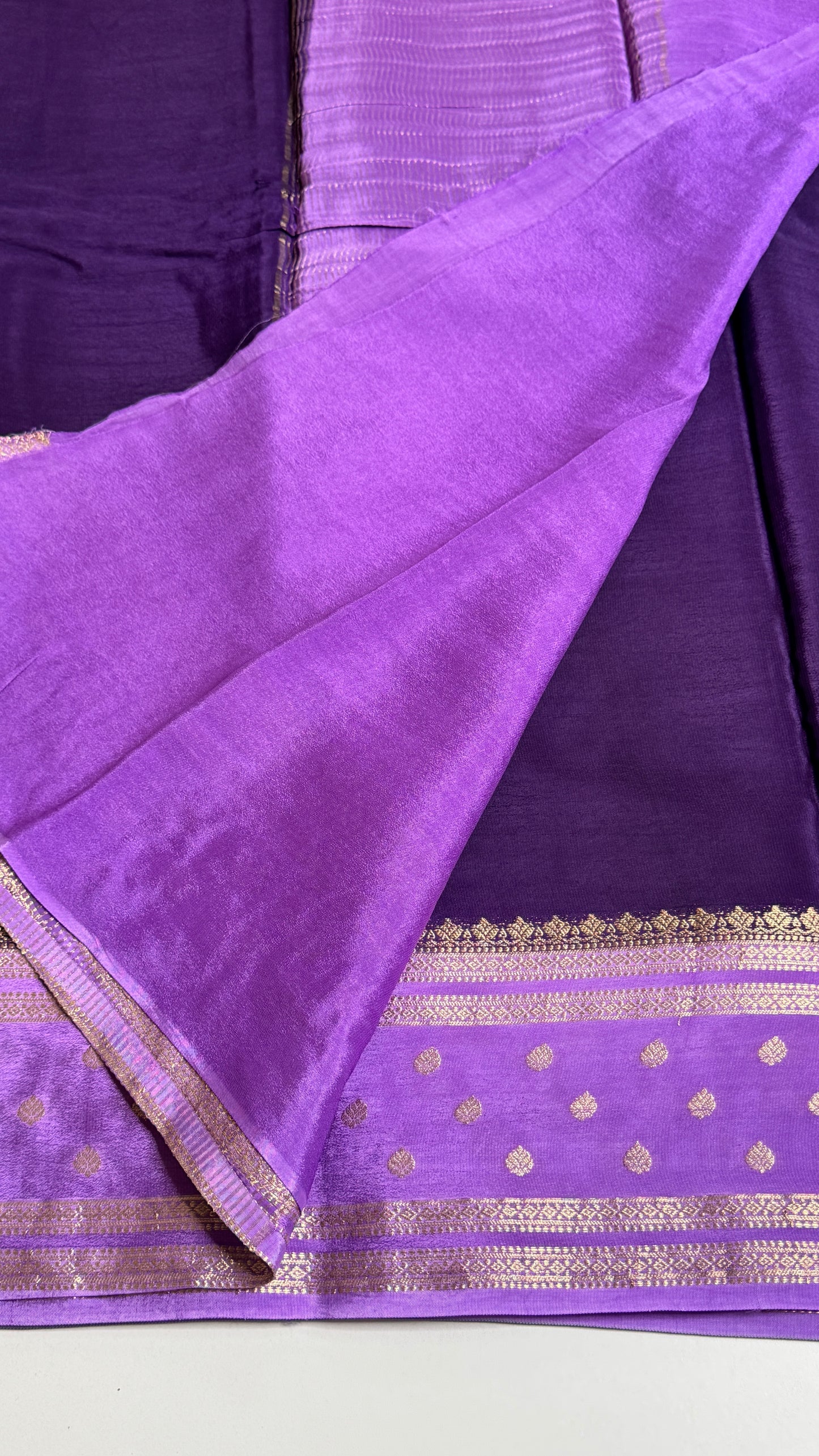 Semi Mysore Crepe with Gap Border Saree