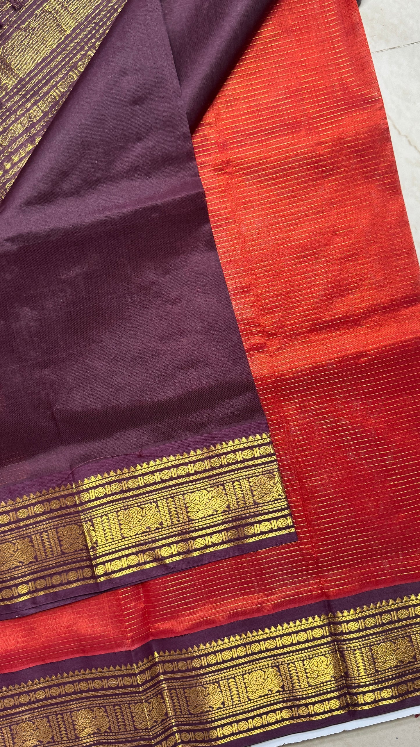 Vairoosi Pure Silk Cotton Saree with Korvai Border