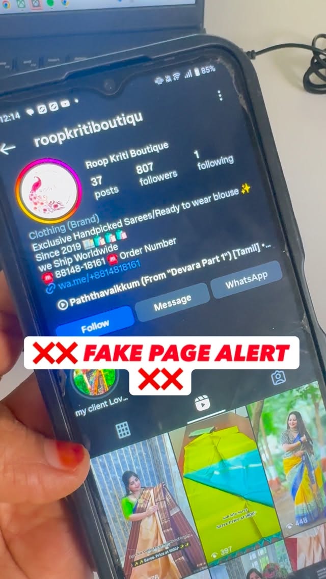 ❌❌❌Scam Alert ❌❌❌

Please don’t follow or buy from this account roopkritiboutiqu . 

We have only on