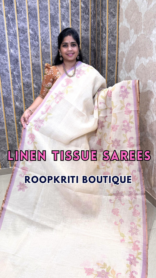 Tissue linen Saree With with Pitta work  Embroidery…

Search Code : Tissue Linen Saree

✨ Book onlin