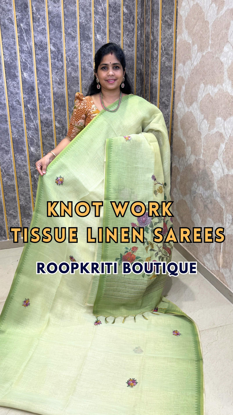 Comment “link” to get the direct 🔗 

Tissue linen Saree With French Knot Embroidery…

✨ Book online