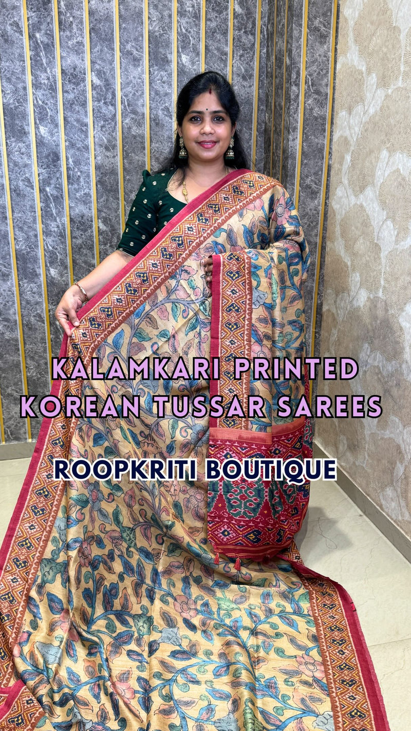 Comment “link” to get the direct 🔗 

Introducing our Korean Tussar Saree featuring beautiful Kalamk