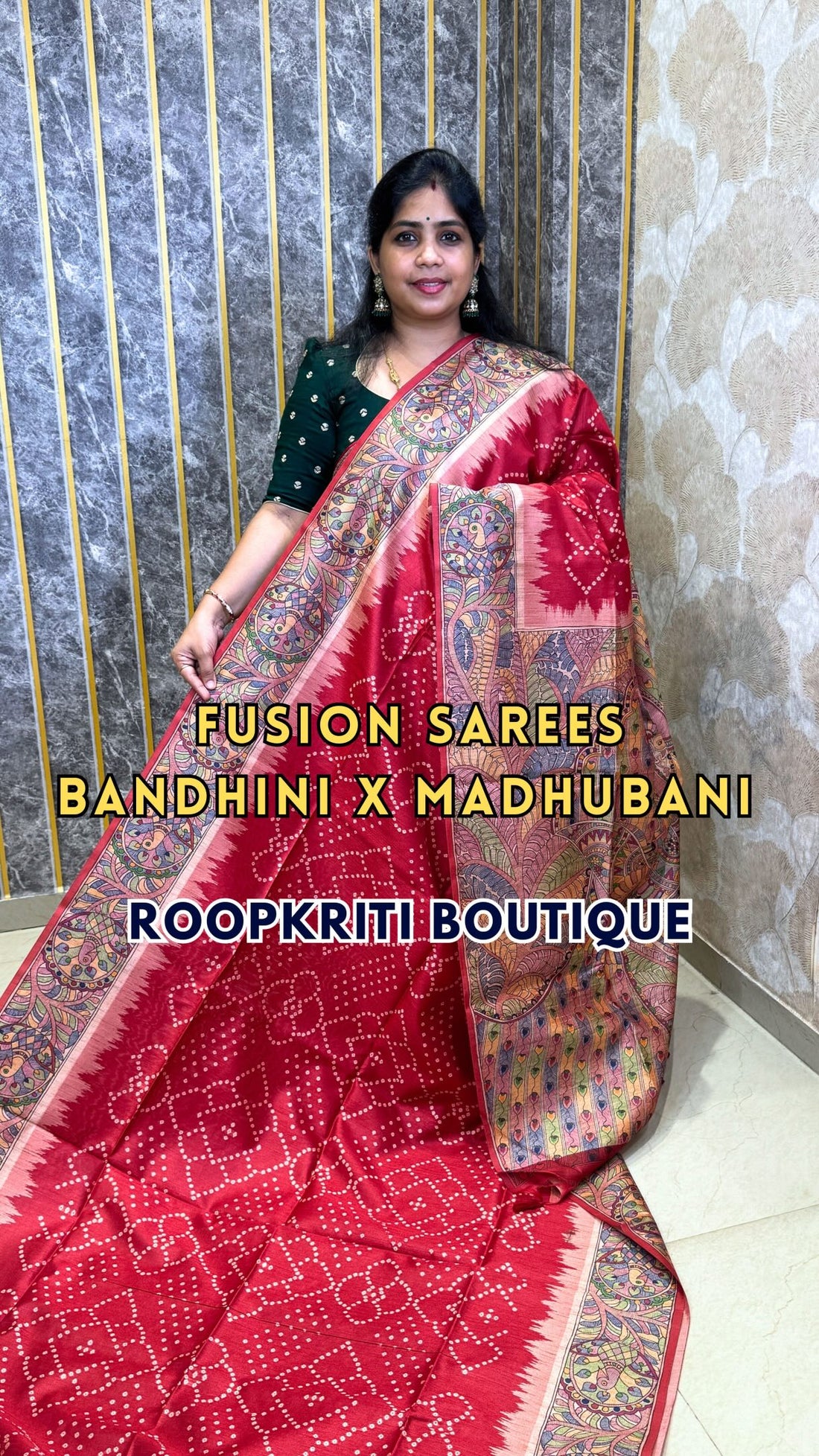 Comment “link” to get the direct 🔗 

Fusion Saree 
Madhubani x Bandhani Fusion saree

✨ Book online