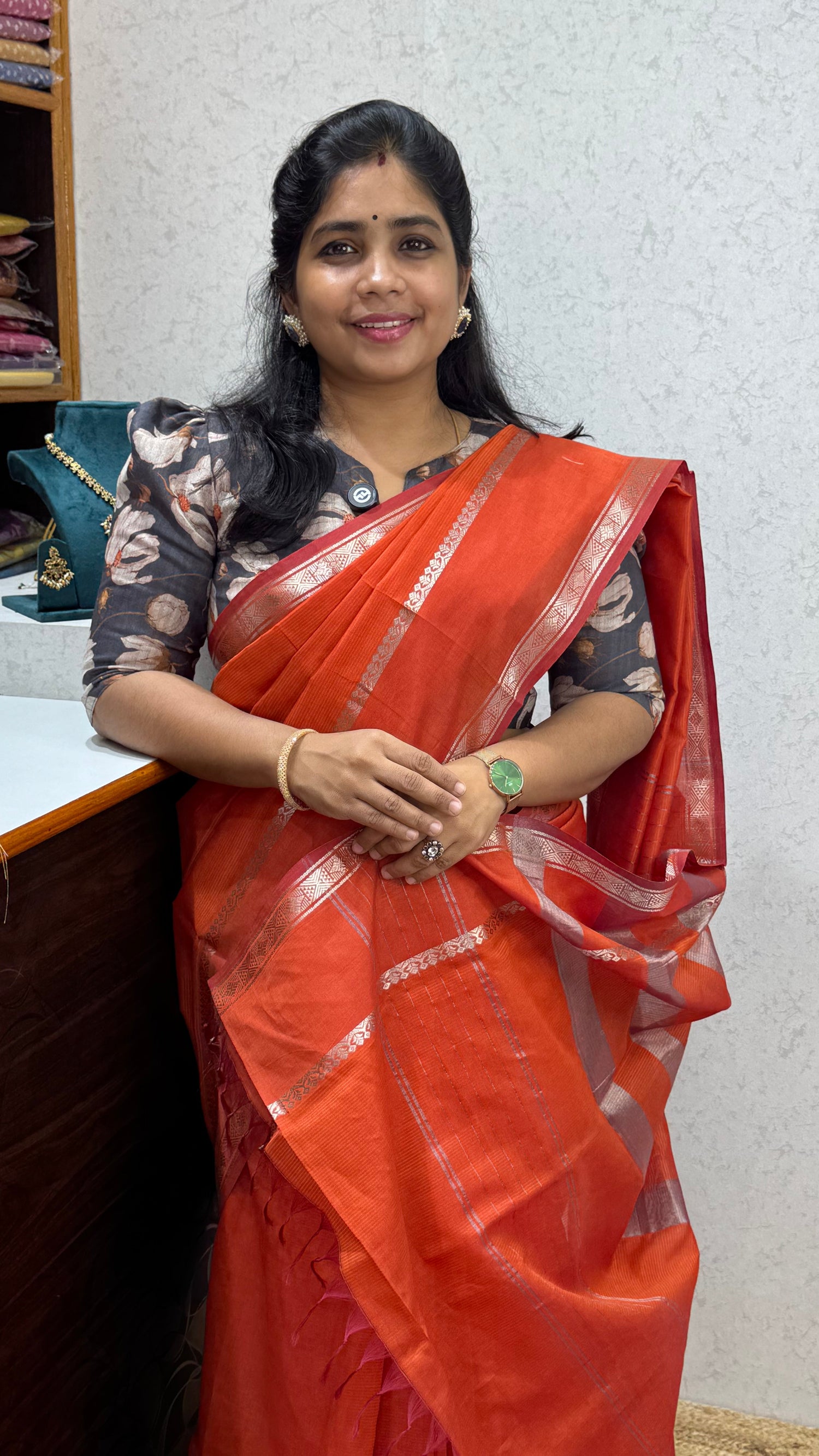Semi Mangalgiri Silk Saree