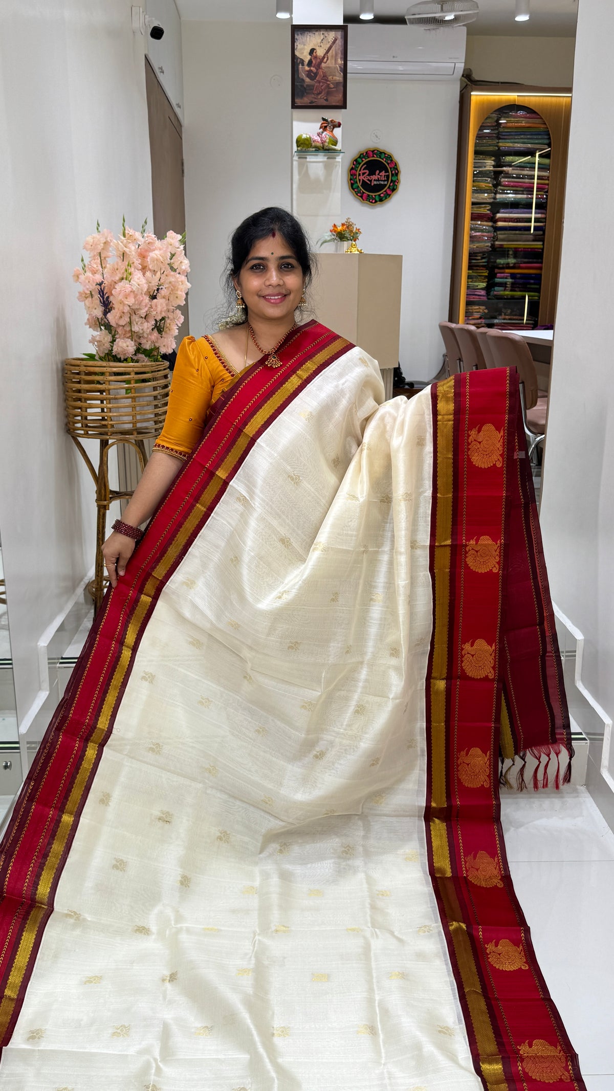 Butta Pure Silk Cotton Saree with Korvai Border
