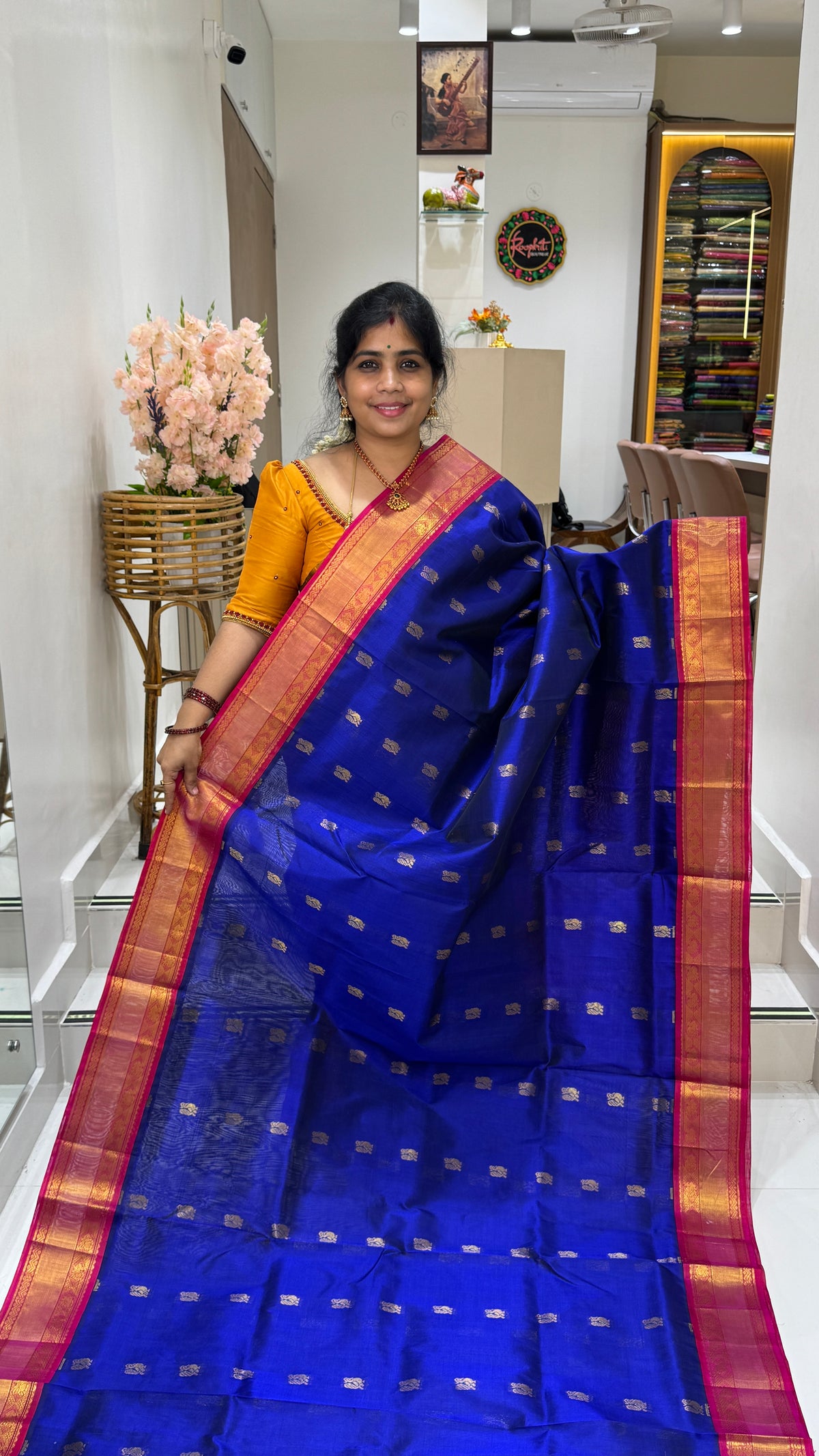 Butta Pure Silk Cotton Saree with Korvai Border