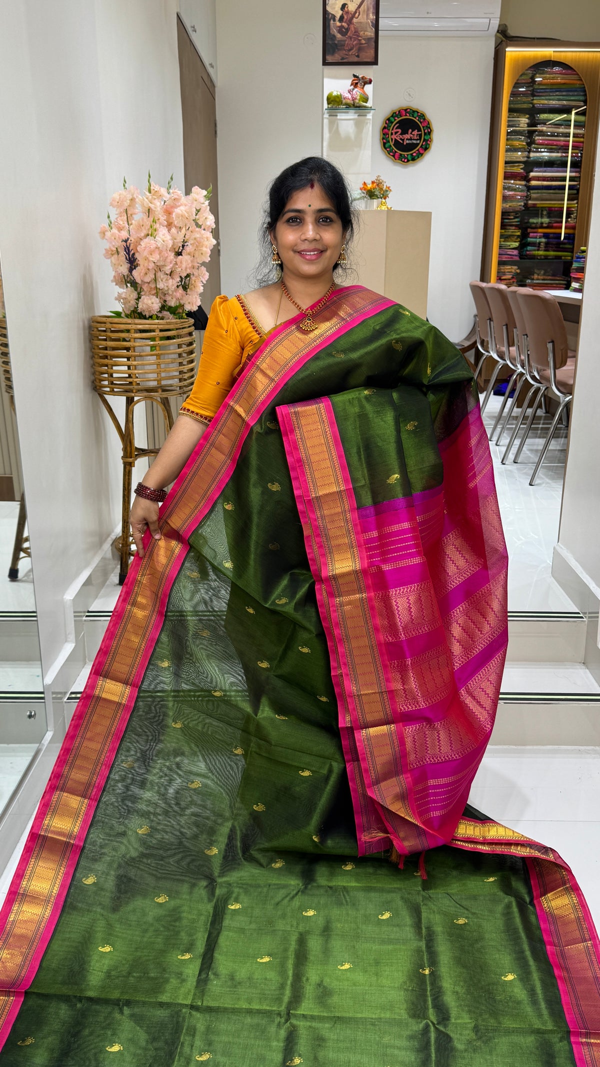 Butta Pure Silk Cotton Saree with Korvai Border