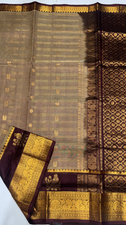Zari Checks Pure Silk Cotton Saree