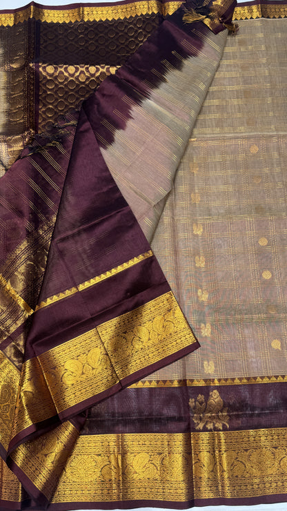Zari Checks Pure Silk Cotton Saree