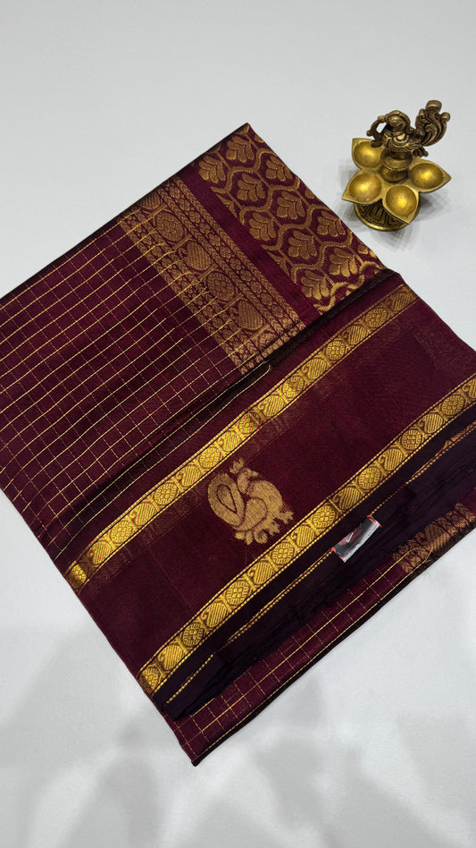 Zari Checks Pure Silk Cotton Saree