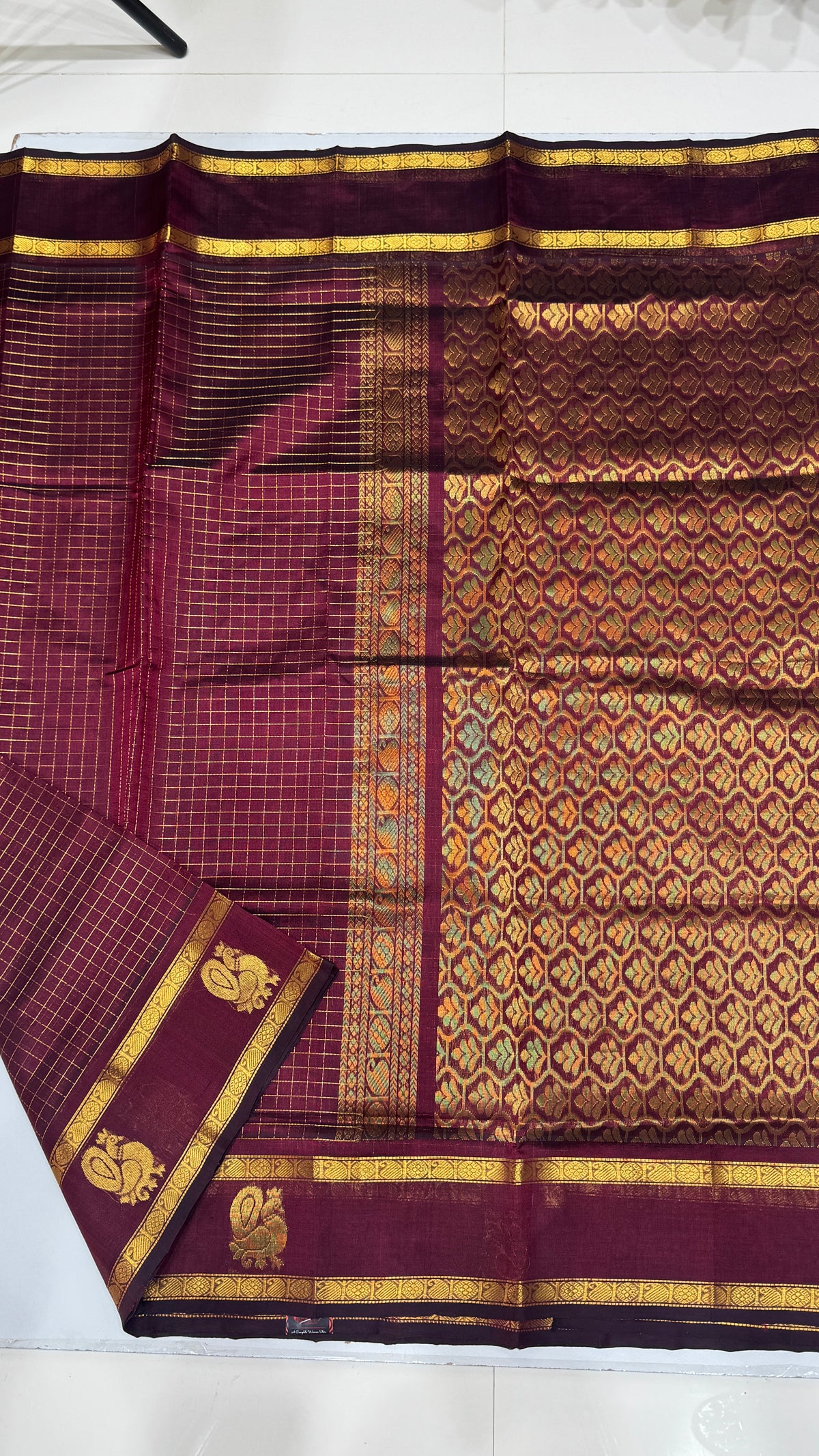Zari Checks Pure Silk Cotton Saree