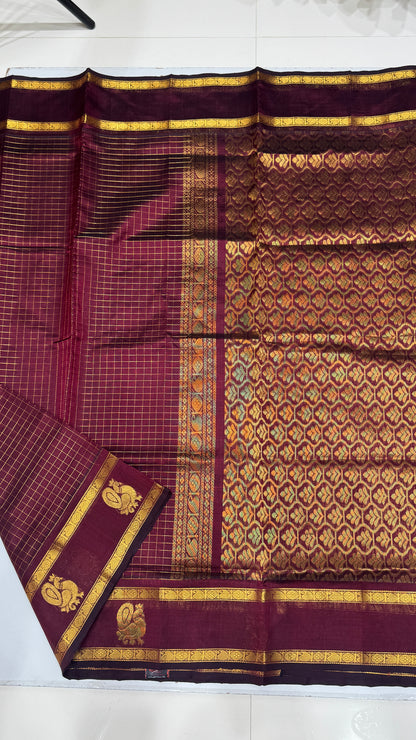 Zari Checks Pure Silk Cotton Saree