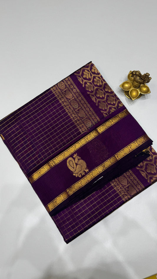 Zari Checks Pure Silk Cotton Saree