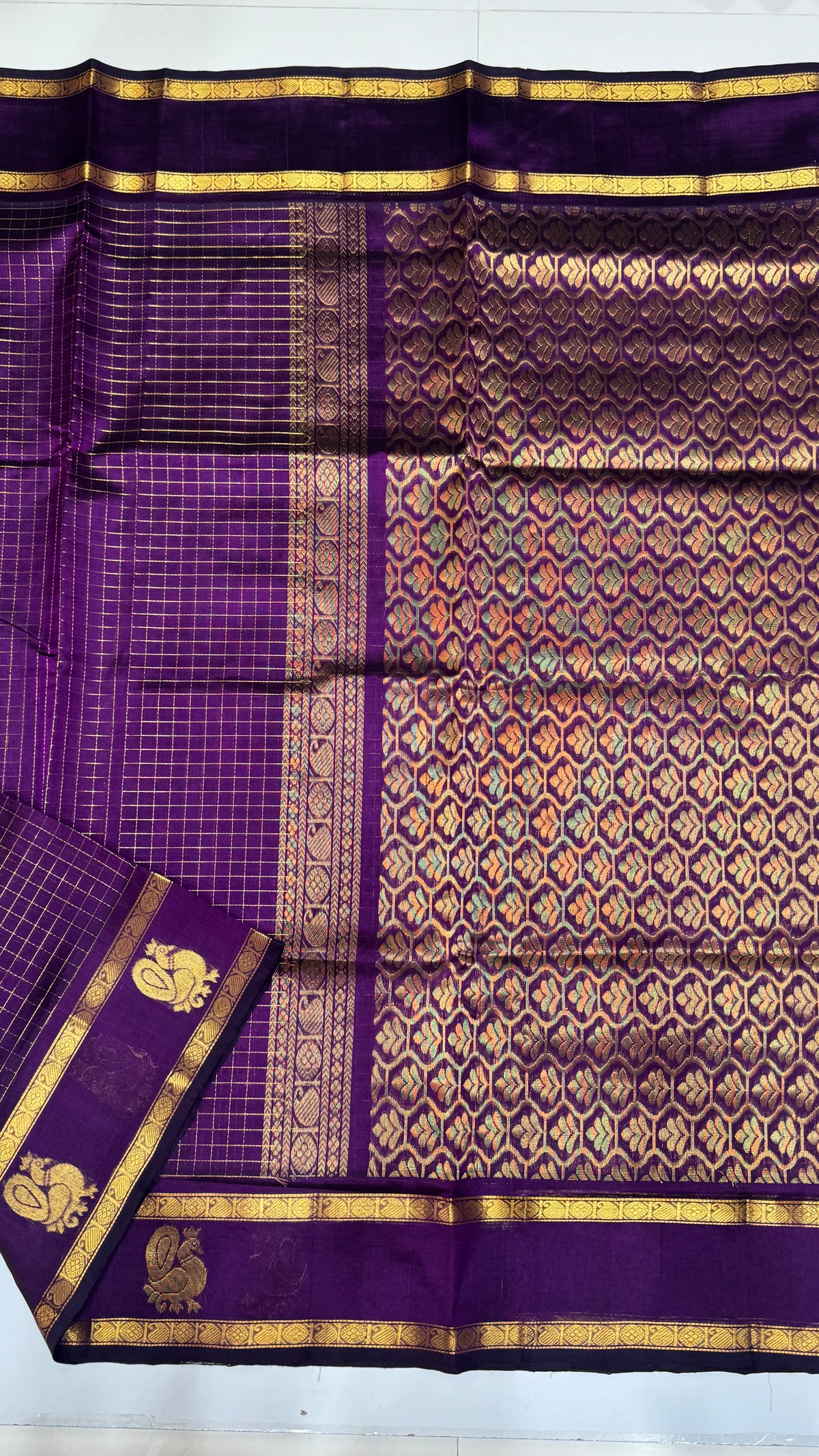 Zari Checks Pure Silk Cotton Saree