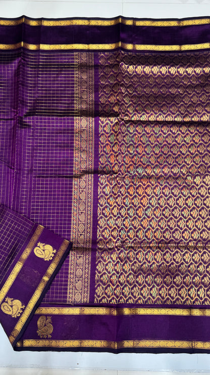 Zari Checks Pure Silk Cotton Saree