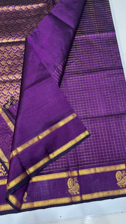 Zari Checks Pure Silk Cotton Saree