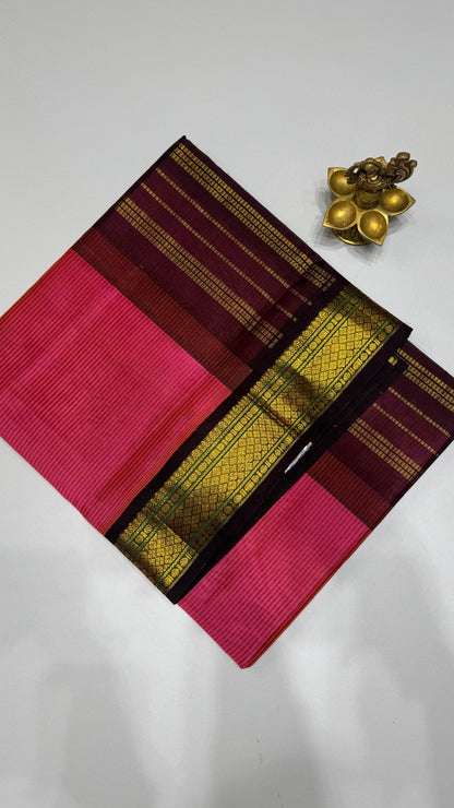 Pure Silk Cotton Saree with Korvai Border