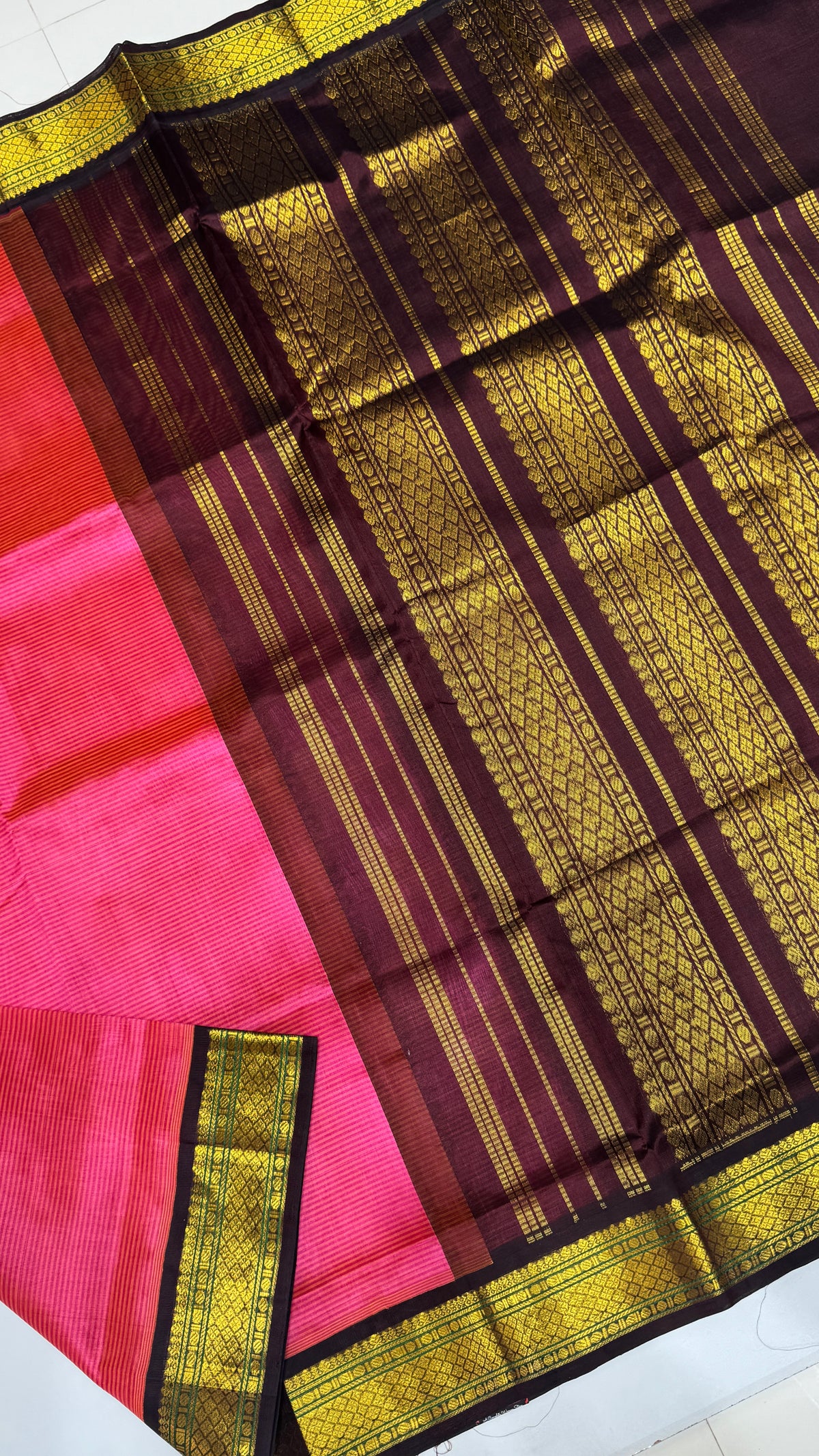 Pure Silk Cotton Saree with Korvai Border