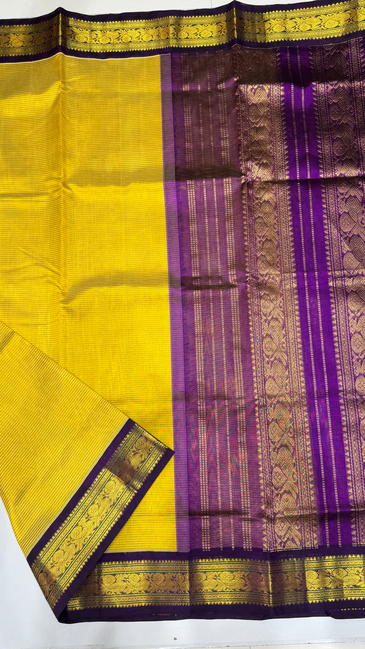 Pure Silk Cotton Saree with Korvai Border