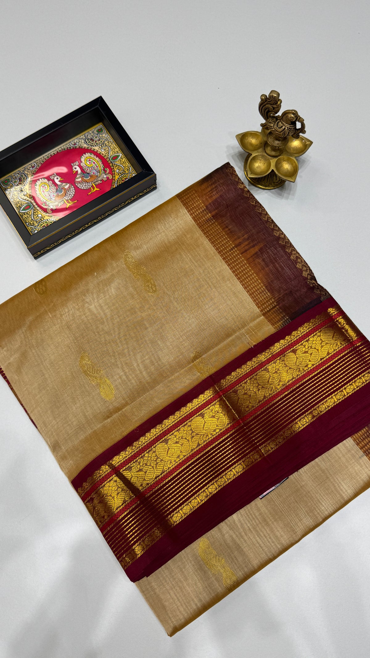 Butta Pure Silk Cotton Saree with Korvai Border
