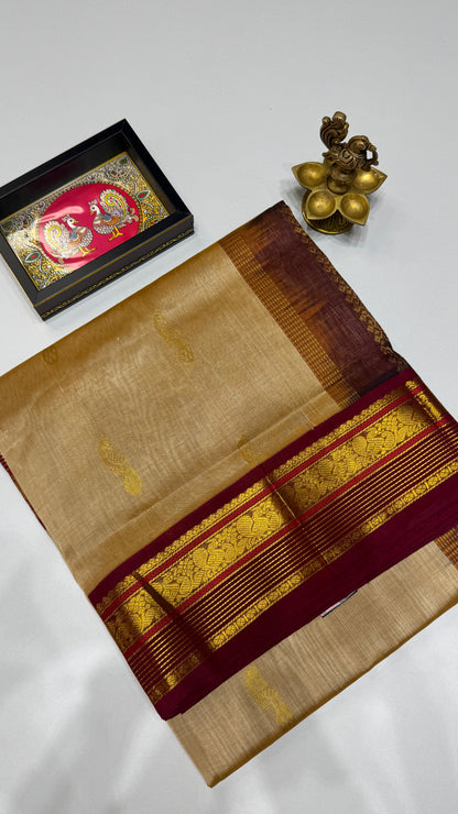 Butta Pure Silk Cotton Saree with Korvai Border