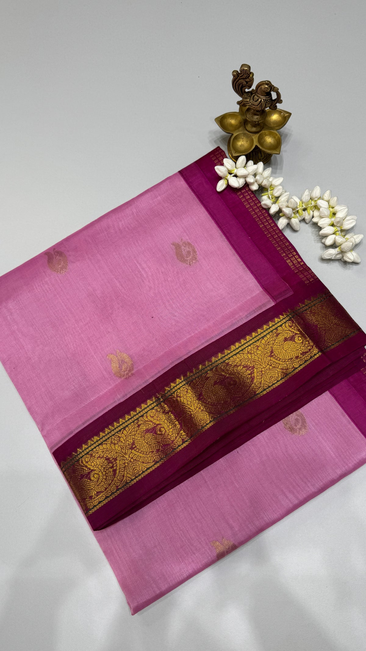 Butta Pure Silk Cotton Saree with Korvai Border