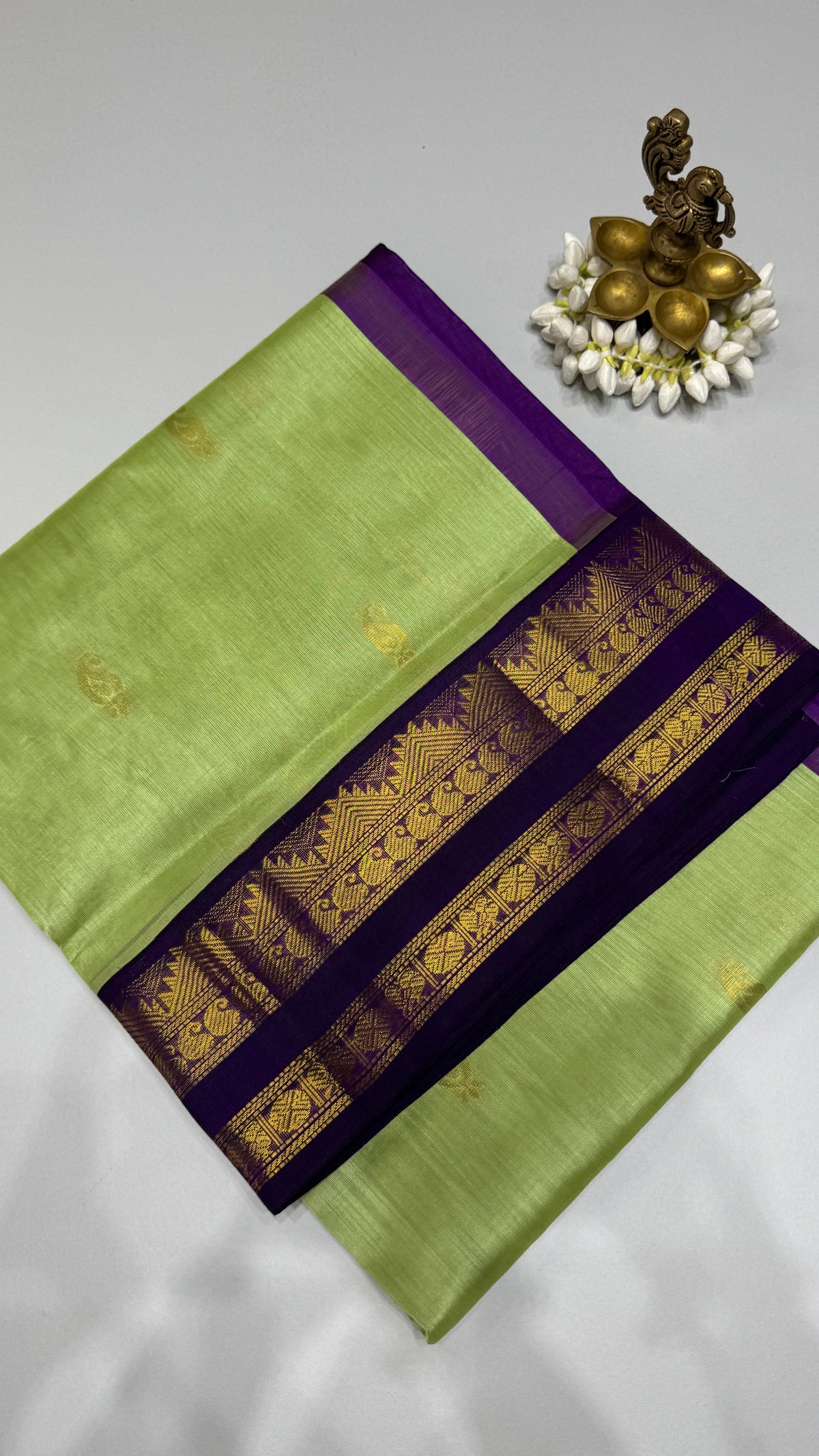 Butta Pure Silk Cotton Saree with Korvai Border