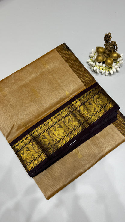 Butta Pure Silk Cotton Saree with Korvai Border