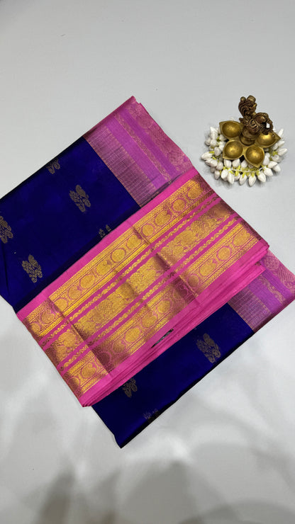 Butta Pure Silk Cotton Saree with Korvai Border