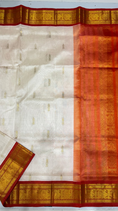Butta Pure Silk Cotton Saree with Korvai Border