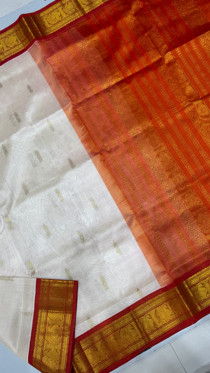 Butta Pure Silk Cotton Saree with Korvai Border