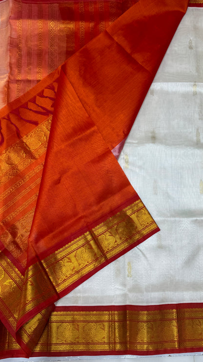 Butta Pure Silk Cotton Saree with Korvai Border