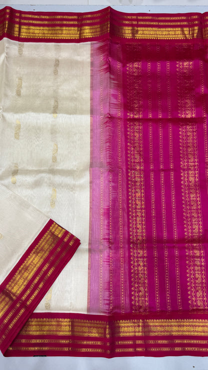 Butta Pure Silk Cotton Saree with Korvai Border